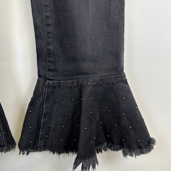 Pilcro Letterpress Anthropologie Black Crop Embellished Jeans Womens Size 29 - Picture 5 of 16